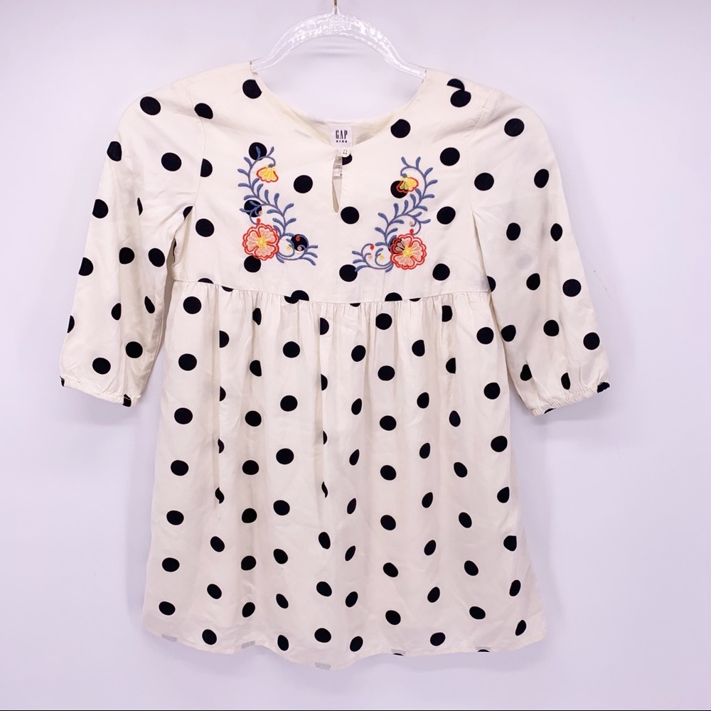 NEW Gap Kids Polka Dot Embroidered Dress Girls Size Small 6/7